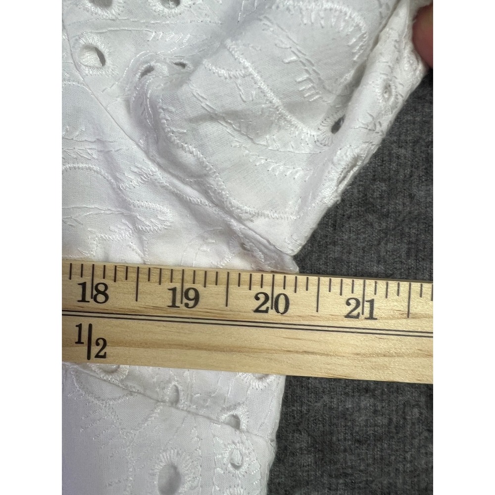 Preston & York Womens White Eyelet Shift Dress Long Sleeve Cotton 10 - Picture 10 of 12